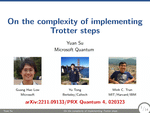 On the complexity of implementing Trotter steps (CPS 2023)